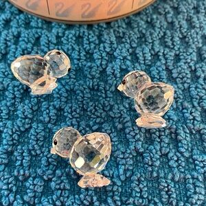 Vintage Retired Swarovski Silver Crystal Chicks (3) 7676NR0200003 & Box